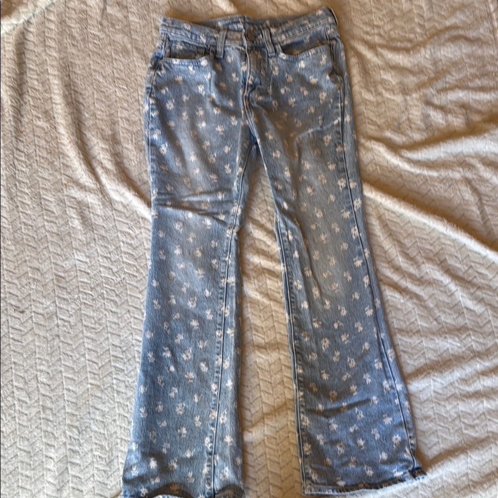 Floral Print Flared Jeans